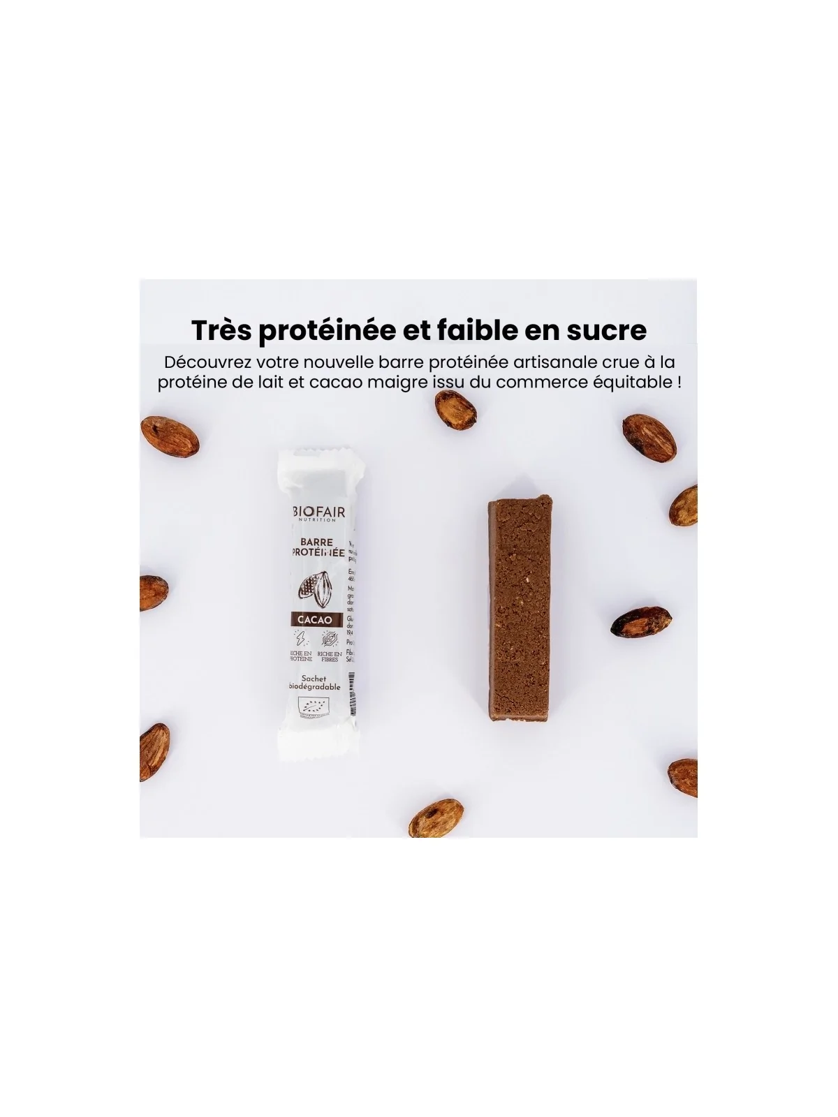 Barra de proteína de cacao Biofair Nutrition
