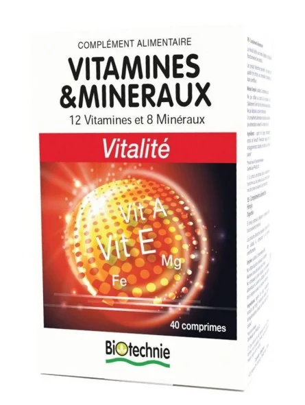 Vitamines & Minéraux 40cps - Vitalité Biotechnie