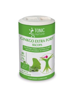 Ginkgo extra fort + Bacopa bio 80gél - Mémoire Circulation Tonic Nature