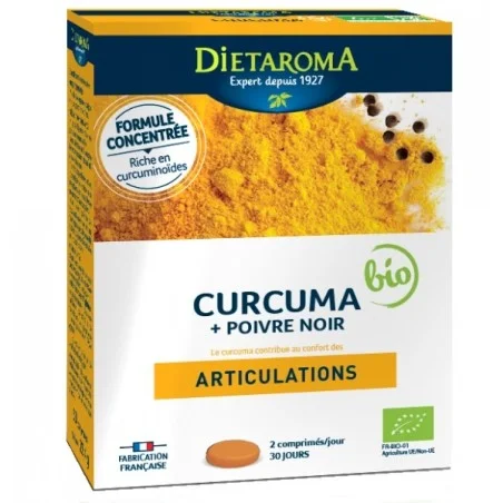 Curcuma 2000 & Poivre noir bio - Articulations Diétaroma