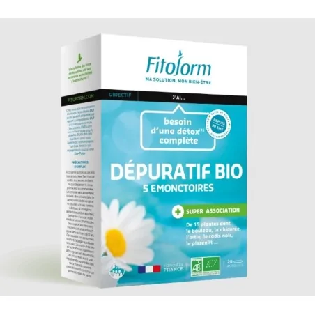 Dépuratif 15 plantes bio 20 ampoules - Cure détox Fitoform